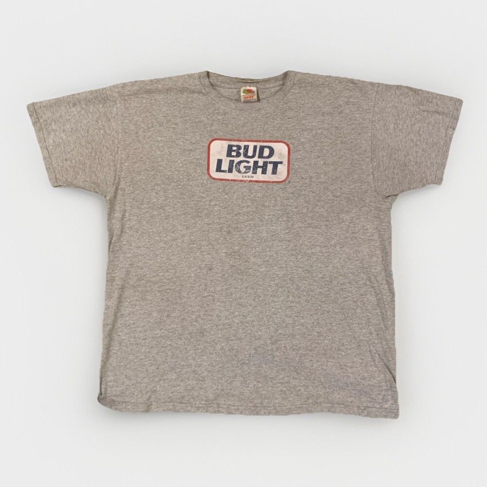 Vintage 2000s Bud Light Beer Logo Graphic T Men’s Gray XL T-Shirt Double Stitch